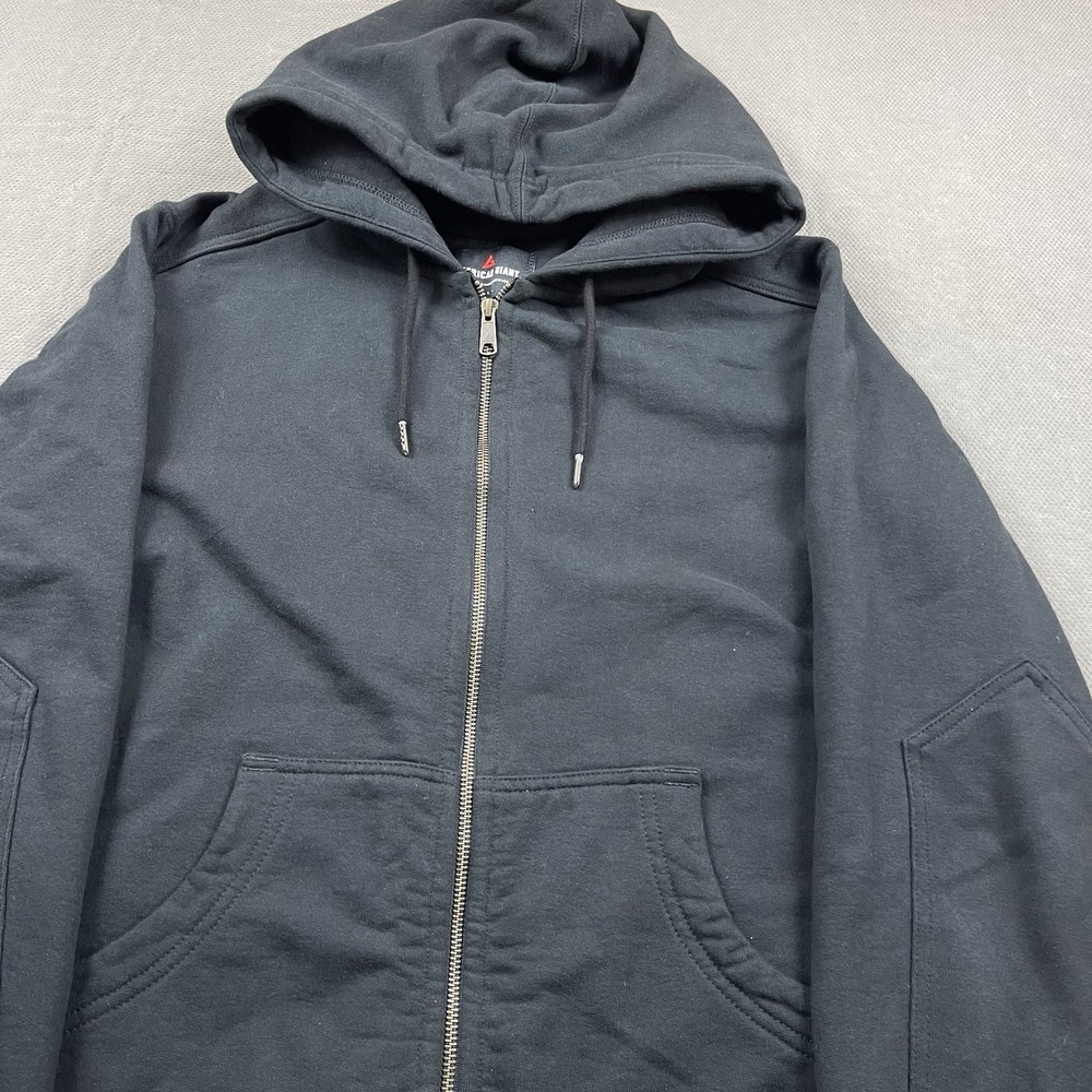 American Giant Hoodie Mens Large Black Heavy Cotton Zip Up Sweater Outdoor Work - Picture 3 of 12